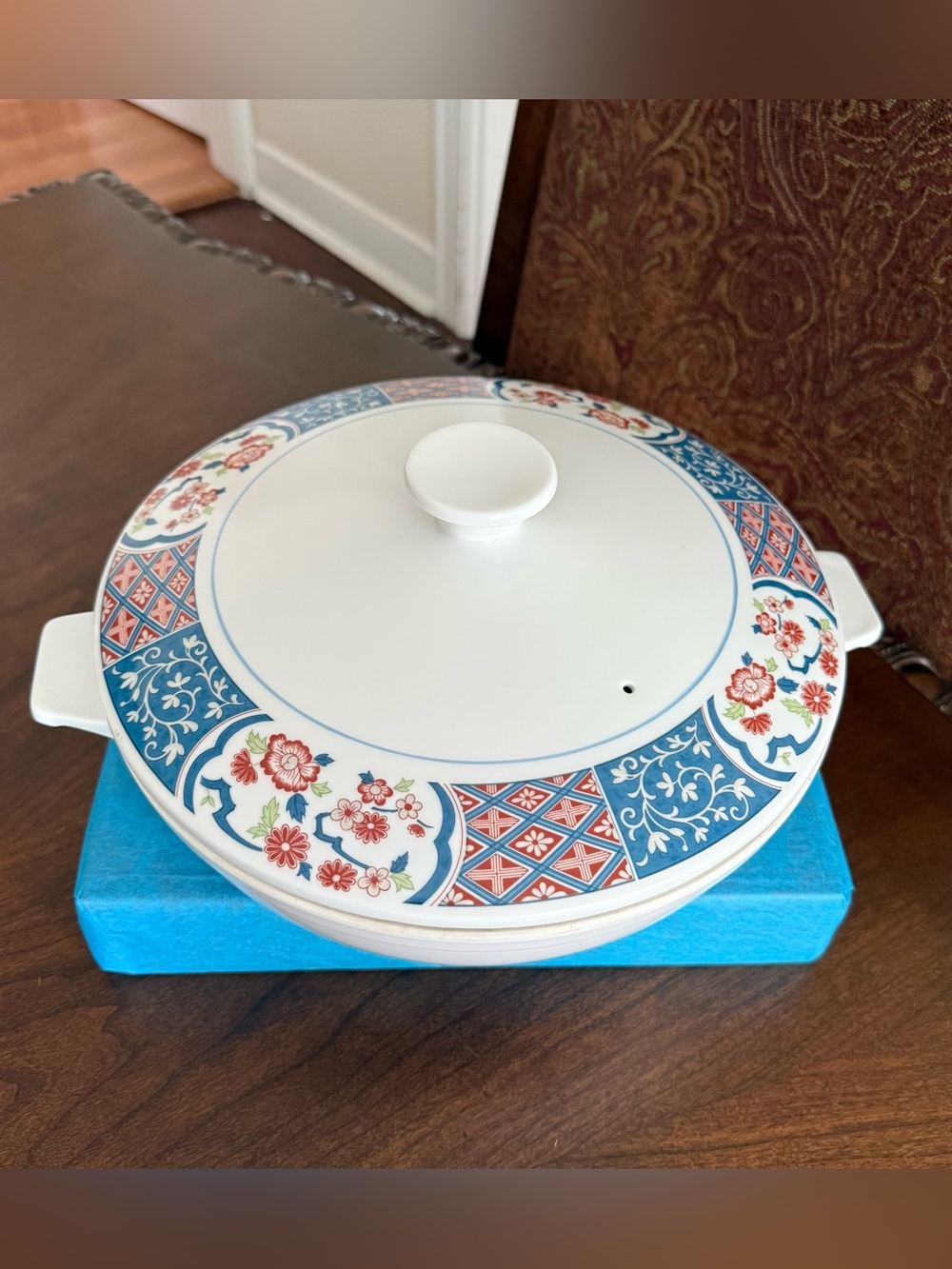 Noritake Japan PROGRESSION Ming Garden 10” Porcelain Skillet w/ Lid & Handles